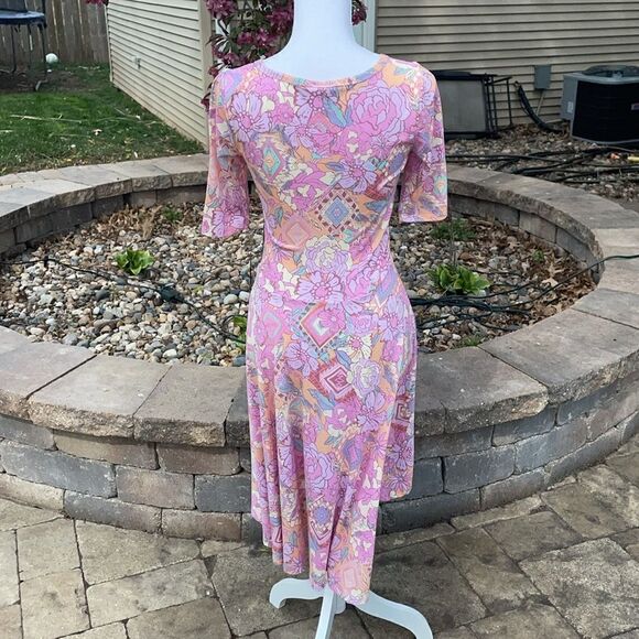✨LuLaRoe Pastel Aztec Floral Print Nicole Dress - Picture 3 of 6